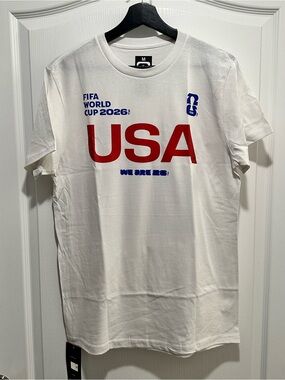 FIFA World Cup 2026 Authentic USA White Red Blue T-Shirt, Size Medium - NWT